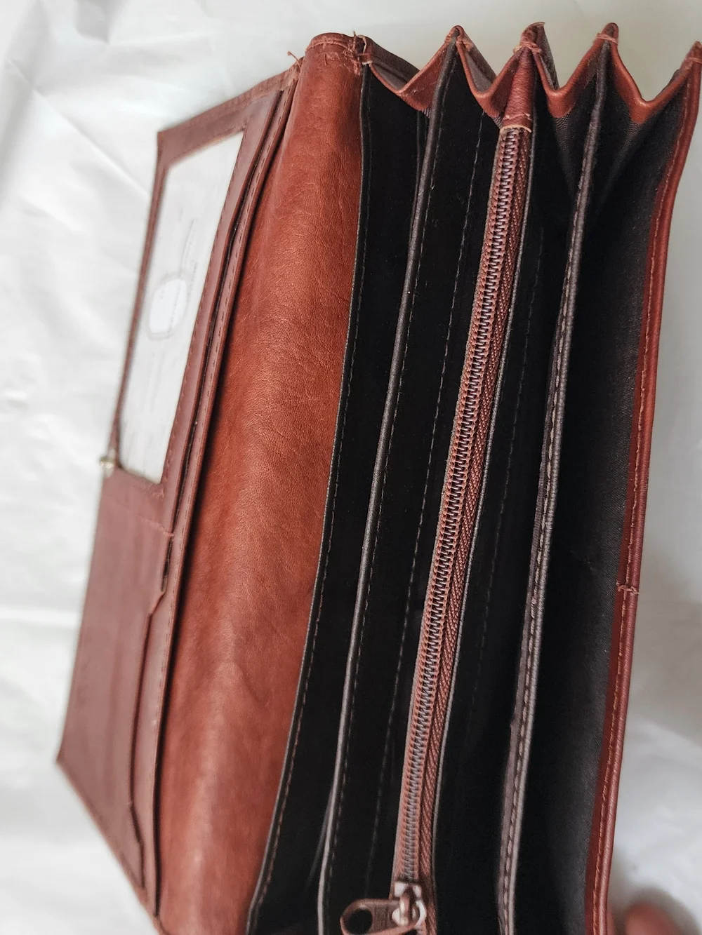 Classic Brown Cowhide Leather Travel Wallet